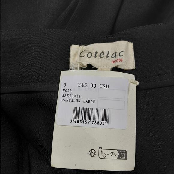 $245 NWT Cotélac Women’s Black Wide Leg Cropped Pants Size 3 US Large Minimalist - Picture 12 of 15